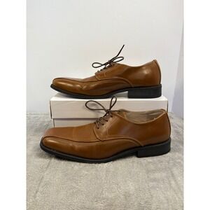 JF J.Ferrar Mens Bicycle Toe Dress Shoes Tan Brown Oxford 014-2907 Size 10M